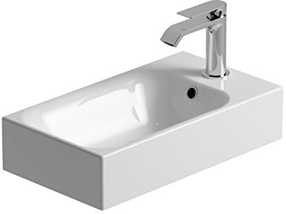 CHRIS BERGEN | Kleines Waschbecken | Kleiner Waschtisch - Aufsatzbecken | für das Gästebad - aus Keramik - Breite: 45 cm