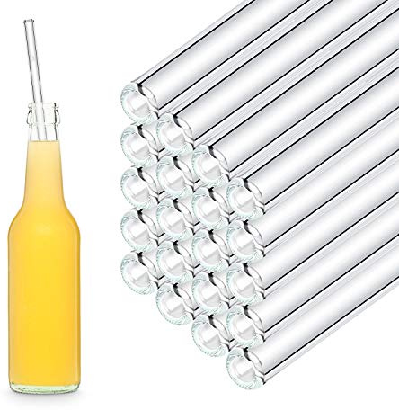 HALM Glas Strohhalme Wiederverwendbar Trinkhalm - 50 Stück gerade 30 cm - für Gastronomie, Restaurant, Bar, Cafe, Hotel - Spülmaschinenfest - Glastrinkhalme Glasstrohalme für Long-Drinks, Smoothies