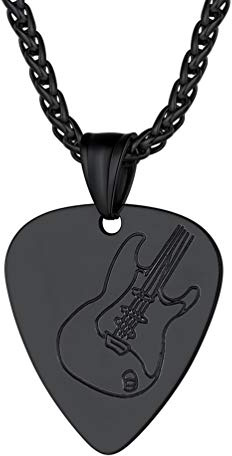 PROSTEEL Damen Herren Unisex Anhänger, Gitarre Charms Halskette 3mm breit Singapurkette für Musik Liebhaber Edelstahl/18k vergoldet/schwarz Metall plattiert