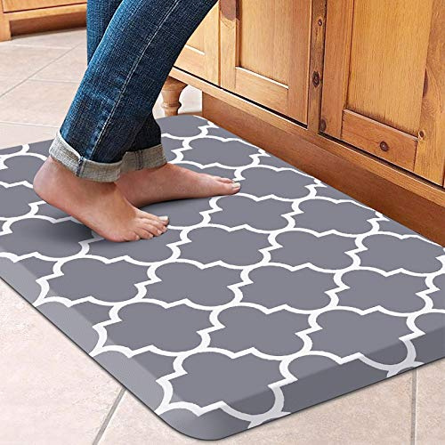 WISELIFE Kitchen Mat and Rugs Cushioned Anti-Fatigue,17.3x 28,Non Slip Waterproof Ergonomic Comfort Mat for Kitchen, Floor Home, Office, Sink, Laundry, Grey