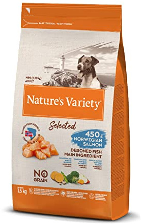 Nature's Variety Selected - Croquettes pour Chiens Adultes de Petit Race - Sans céréales - au Saumon norvégien sans arêtes - 1,5kg