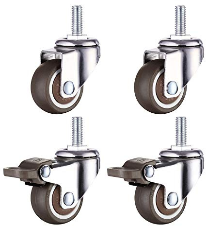 4 Möbelrollen mit Bremse 50mm M10x25mm Gewinde, M10 Rollen Möbel, 4 Lenkrollen Gummirollen Möbel Rollen M10, Lenk Rolle Set, M10 Rollen mit Bremse, Möbelrolle M10