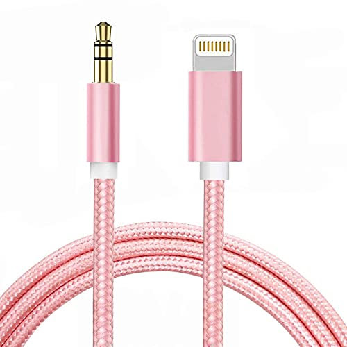 AUX-Kabel für iPhone, Lightning auf 3,5 mm Audio Nylon geflochtenes Kabel für iPhone 12 11 XS XR X 8 7 6 iPad iPod auf Auto/Heimstereo/Kopfhörer/Lautsprecher, Apple MFi-zertifizierter