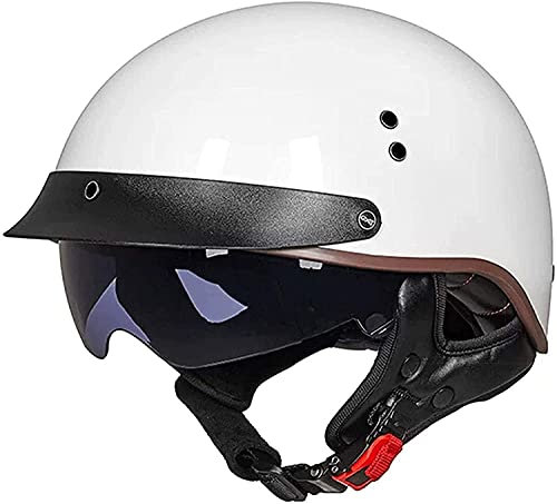 CFZWJ Casco da Moto,Visiera Parasole retrò Casco Scodella Moto Scooter Scodella Motorino Portatile Mezzo Casco ECE Certificazione,Materiale ABS Rivestimento EPS Approvato per Unisex