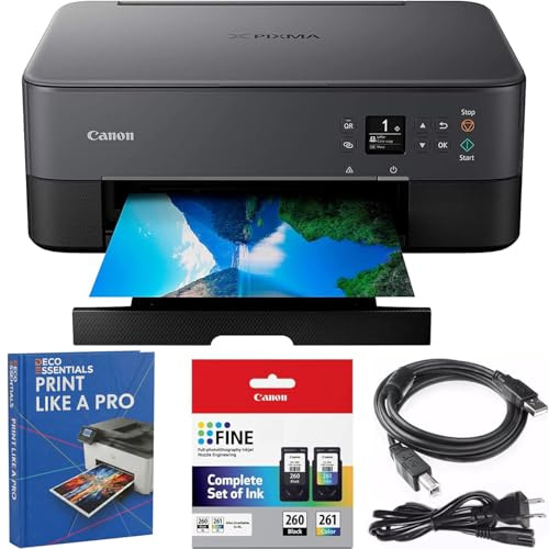 Canon PIXMA TS6420a All-in-One Wireless Color Printer with Print, Scan, Copy, Photo Print & Mobile Functions Bundle with DGE USB Cable + Small Business Productivity Software Kit