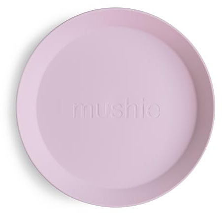 mushie Platos Redondos para Niños | Set de 2 | Reutilizables libres de BPA | Aptos para lavavajillas y microondas | Fabricados en Dinamarca | Soft Lilac
