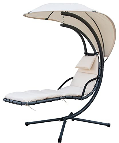 Gardenia Amaca Poltrona Sdraio Sospesa a Dondolo con Parasole Kelly Beige