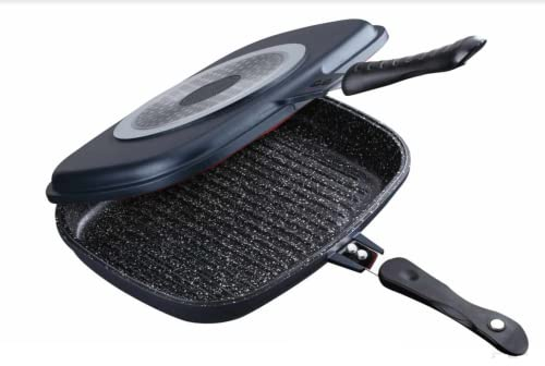 Cheffinger Dubbelpanna 32 cm gjuten aluminium vändpanna grillpanna induktion fiskpanna