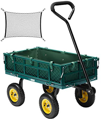 VIVOHOME Carrello da Giardino in Rete d'Acciaio Resistente Capacità 181KG Pieghevole con Lati Rimovibili per Festival Shopping Campeggio Giardino