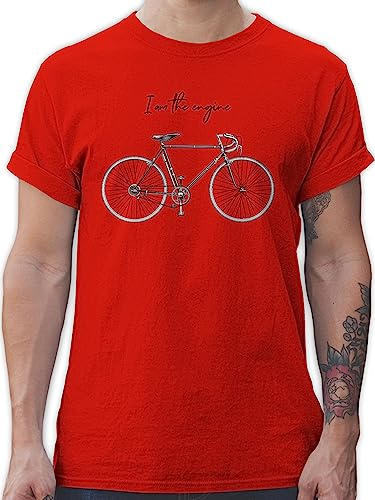 T-Shirt Herren - Fahrrad Bekleidung Radsport - I am the Engine I Rennrad I Geschenk Radfahrer I Fahrradliebhaber I Cycling - 4XL - Rot - fahrradshirt Radsport-Bekleidung Radfahren Rad Shirts