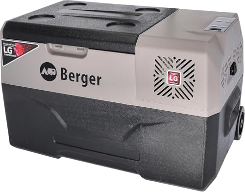 BERGER Kompressor Kühlbox B30-T 29 L │ 12V, 24V, 230V Stecker │ Elektrische Auto Kühlbox mit Rollen │Mobile Kompressorkühlbox leise & leicht │ ideal für Camping,Garten & Festival