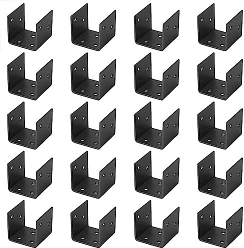 eoere 20 staffe di montaggio nere a metà montante per connettori di ancoraggio a 2 x 2, staffe di montaggio in acciaio resistente, supporto per piastra di ancoraggio di supporto per ringhiera,