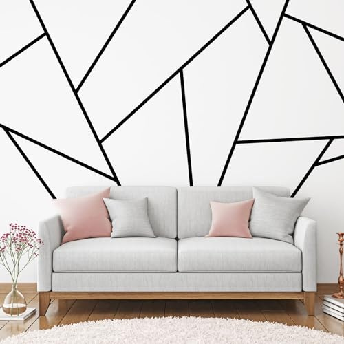 Hoolerry 24 Pcs Black Wall Decals Peel and Stick 70.8 x 1.2 Inch Black Tape for Wall Decor Metallic Line Adhesive Tile Stickers Mirror Stickers Graphic Tape for Home Crafts Decoration