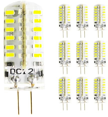 Chao Zan 4W G4 LED Birnen,Ersatz für 30W Halogenlampen, DC 12V Glühlampe, 400 Lumen LED Leuchtmittel, kein Flickern, nicht dimmbar (Kaltweißes Licht, 10 Stück)