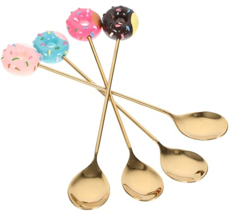 VILLFUL Cuillères à Dessert Cuillères à Glace Acier Inoxydable Lot de 4 Long Manche pour Servir et Mélanger Desserts Thé Cocktails Adaptés aux Garçon et Filles et Adultes