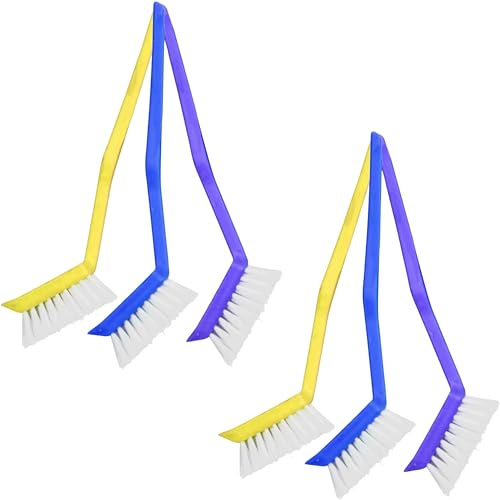 Kitchen Dish Brush Set with Long Handle - Washing Up Brushes for Dish Kitchen Sink Pot Pan Scrubbing with Stiff Bristles, Scrub Brush Built-in Scraper, Grout Brushes Sink Brush (6Pcs Assorted Colors)