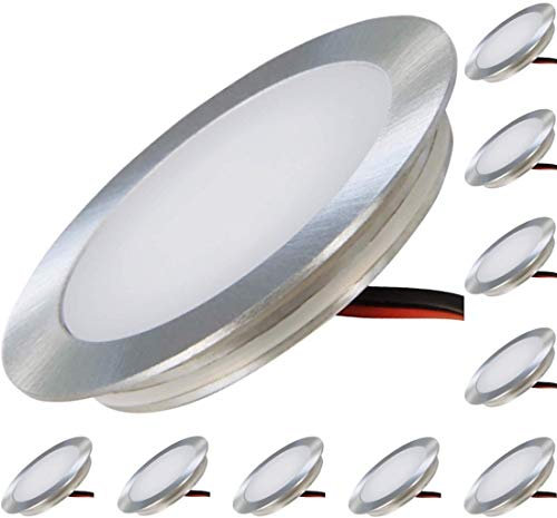 ETT Distribution GmbH 12V LED Bodenspots Ultra flach 10 x 0.5W Wandeinbauleuchten Tom 3000K Rund IP67 Einbaustrahler Trittfest Begehbar Lochausschnitt: 46mm