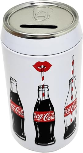 Spardose Coca Cola aus Metall, aufklappbar und wiederverwendbar, 16 x 8,5 cm, Geschenkidee