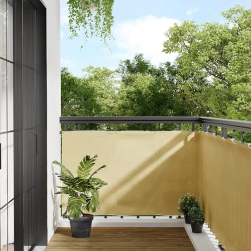 CIADAZ Balkon-Sichtschutz Sandfarben 90x600 cm 100% Polyester-Oxford, Balkonsichtschutz, Windschutz Balkon, Windschutz Terrasse, Balkonverkleidung, Sichtschutz Garten - 4000031