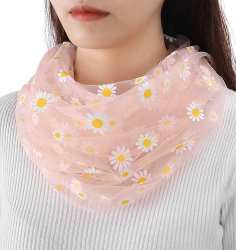 Kabelife Damen Loop Schal Blumenmuster Loopschal Spitze Schlauchschal Rundschal Halstuch Nackenschutz Schal Tuch