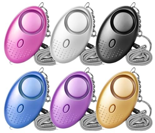 6 Pièces Alarme De Poche, Alarme Personnelle avec Lumière LED, Porte-Clés D'alarme 130 DB, Alarme Personnelle Anti Agression , Anti Agression Porte-Clés pour Femmes, Travailleurs De Nuit