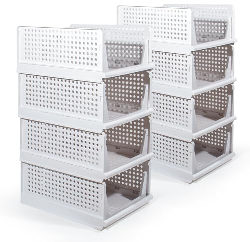 GREELUE Schrank Organizer Kleiderschrank 8 Stück, Faltbare Aufbewahrungsbox, Ordnungssystem für Schubladen, Schließfächer, Kleiderschränke (Weiß-18cm*8)