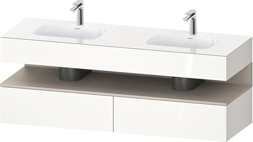 Duravit Qatego lavabo encastré avec meuble sous-lavabo en console, 1600x550x600mm, niche taupe mat, lavabo double, QA4797091220000, Couleur: blanc