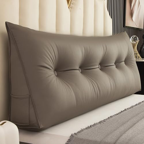 DLLDLGG Kissenrolle Zum Lesen Und Entspannen, Keilkissen für Das Kopfteil, Kopfteilkissen Mit Abnehmbarem Bezug, Kingsize-Größe: 78,8 X 7,8 X 19,6 Zoll, Weiß(Brown,7 Buckles)