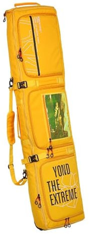 Lzyjck Vollständig Gepolsterte Snowboardtasche Mit Rollen Doppelrollbare Skitasche Große Tasche Mit Mehreren Fächern Für Skischuhe Und Helm Skitaschen Für Flugreisen,Gelb,64.9×13.8×6.7 inch