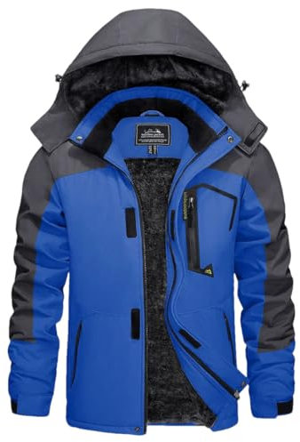 Herren-Skijacke, warm, dick, Fleece, Wanderjacken, Schneejacke, Mäntel, Trenchcoats, Herren-Parka, blau, 6XL