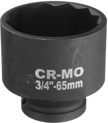 QUARKZMAN Llave de vaso de impacto de 12 puntos de 65 mm para reparación | para tuercas de eje métricas de 3/4 pulgadas, de automóviles, fácil de quitar