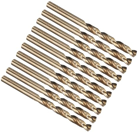 PATIKIL Confezione da 10 punte per trapano da 5,2 mm, in acciaio al cobalto M35 5%, ad alta velocità, gambo dritto, 135°, finitura oro per acciaio inossidabile e metallo duro