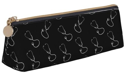 BHHJKK Federmäppchen für Krankenschwestern, medizinisches Design, dreieckig, Leder, Stifteetui, Kosmetiktasche, Schreibtisch-Organizer, Box für Büro, Damen und Herren, Siehe Abbildung, Einheitsgröße,