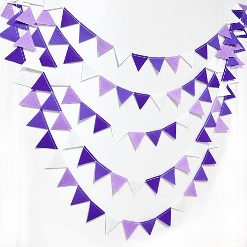 Mini-Wimpelkette, Partydekoration, Ombré-Lavendel-Filz, hängende Dreieck-Flagge, Girlande, Luftschlangen für Geburtstag, Hochzeit, Brautparty, Babyparty, Lila, Lila, Klassenzimmer, Kinderzimmer