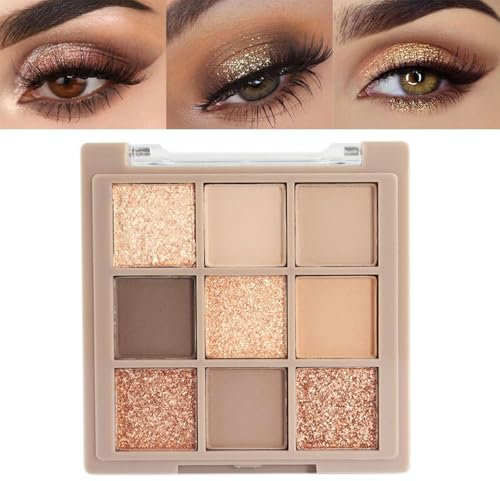 BelleVive Palette de Fards à Paupières Mat Nude-Brun, Maquillage, Fard à paupières Longue Tenue et résistant à l'eau, 9 Teintes modulables avec Finitions Mates, satinées et Scintillantes, 05#