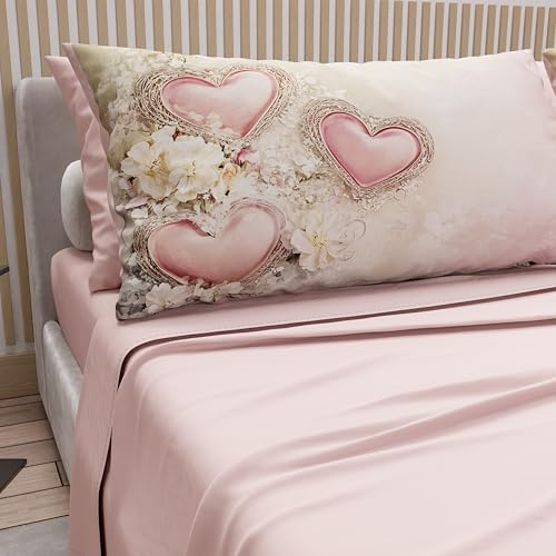 PETTI Artigiani Italiani - Lenzuola Matrimoniali Cotone con Federe in Stampa Digitale, Lenzuolo Completo Letto Matrimoniale Fantasia 343 Cipria Chiaro, 100% Made in Italy