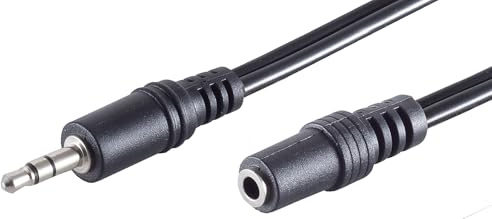 1 câble jack 3,5 mm noir de 2 m - Fiche stéréo et coupleur - Rallonge audio - Construction robuste - Connecteurs moulés - Contacts nickelés - Idéal pour HiFi et haut-parleurs