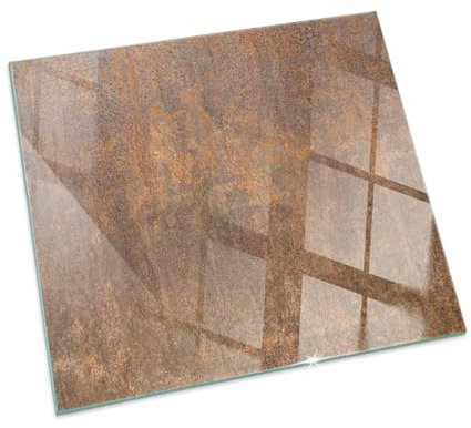 Kaminplatta glas med grafik | eldstad golvskydd design | härdat värmebeständig yta | gnistskydd vedkamin | modern stil - 50x50cm - fyrkant - Roststruktur för bakgrund