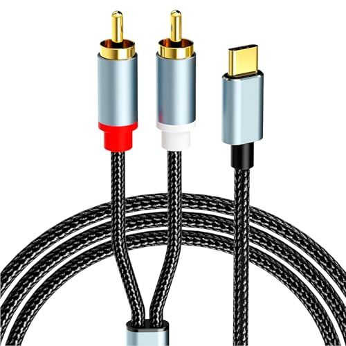 suuosl USB C to r ac Cable 1.5M – Type C to Phono Red White Audio DAC | Lead Compatible with i Phone 15 Pro Max, i Pad Pro/Mini/Air, Galaxy S24 S23 S22 S21 S20 FE, Note 20, Pixel 8, Speaker, Turnta