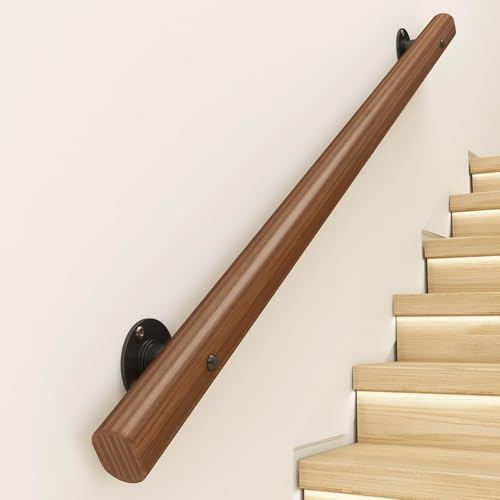 YYRHD-CZ An Der Wand Montierter Treppenhandlauf, Hochleistungs-Rutschfester Treppenhandlauf Aus Holz, Sicherheitshandlauf, Verstellbares Geländer for Loft-Bar, Kinderzimmer Und Flur(4ft(122cm))
