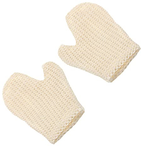 Veemoon Exfoliating Bath Mitts 2pcs 20.5x16cm Sisal Scrubbing Gloves for Body Scrub and Back Cleaning Suitable for Shower Spa