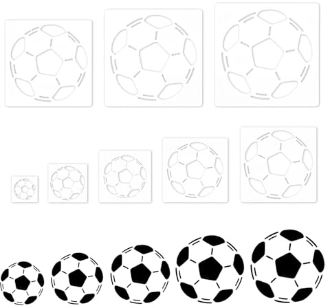 8 Stück Fußball Schablone, Malschablonen Wiederverwendbar, Kunststoff Zeichenschablone, DIY Brandmalerei Vorlagen Set für Wände, Fotoalben, Stoffe, Sammelalben, Böden, Holz