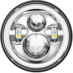Phare Moto Phares De Moto Classiques De 7 Pouces, Éclairage LED Homologué DOT LED Phares(Chrome)