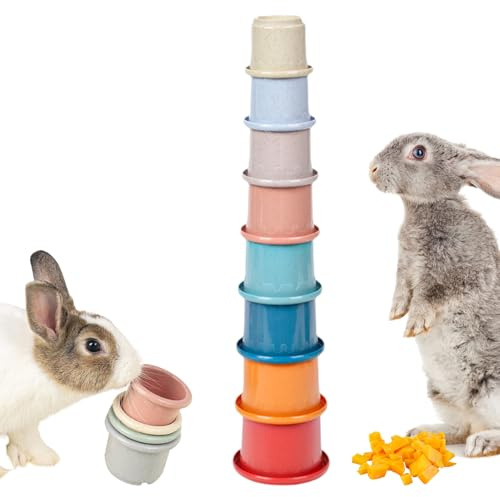 Generisk Rabbit Toys stapelkopp, staplingsbägare för | 8 stycken hästkaninleksaker | återanvändbar kaninleksak i olika storlekar, häckleksak för havssten