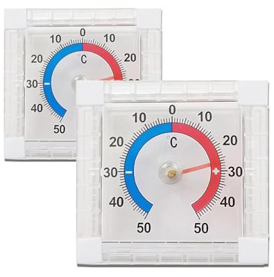 Digital Outdoor Thermometer | Self-Adhesive Window/Door Thermometer with Accurate Temperature Reading, Weatherproof for Outside Use (2PCS)