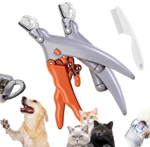 GLSAYZU Pawthentic Krallenschneider, PreciseClip LED + Lupe, 5-fache Vergrößerung, sichere Krallenschere mit gebogener Edelstahlklinge, professioneller Krallenschneider für Haustiere (2pc)