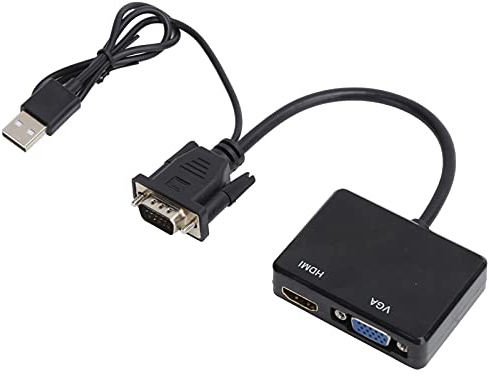 Cocoarm Convertisseur Séparateur VGA vers VGA 2 Voies Séparateur vers Interface Multimédia Haute Définition Adaptateur Double Moniteur avec Sortie Audio USB pour PC Portable DVD (Black)