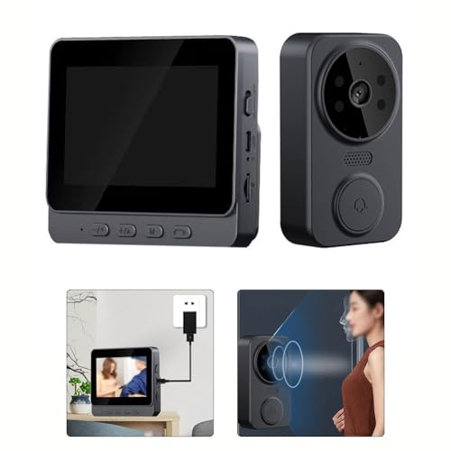 FACAIIO Timbre inalámbrico con video con pantalla IPS de 4.3 pulgadas, intercomunicador bidireccional, visión nocturna, detección de movimiento, almacenamiento de tarjeta SD, señal de largo alcance y