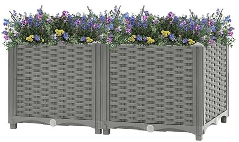 Aiuola rialzata, 80 x 40 x 38 cm, in polipropilene, pratica aiuola da giardino per verdure, erbe e fiori, resistente alle intemperie e durevole, ideale per balconi, terrazze e piccoli giardini