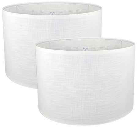 Vipmip White Lamp Shades Set of 2, 18 Top x 18 Bottom x 12 High, Assembly Required Large Drum Lampshade, Replacement Lamp Shades for Table Lamps, Floor Lamps